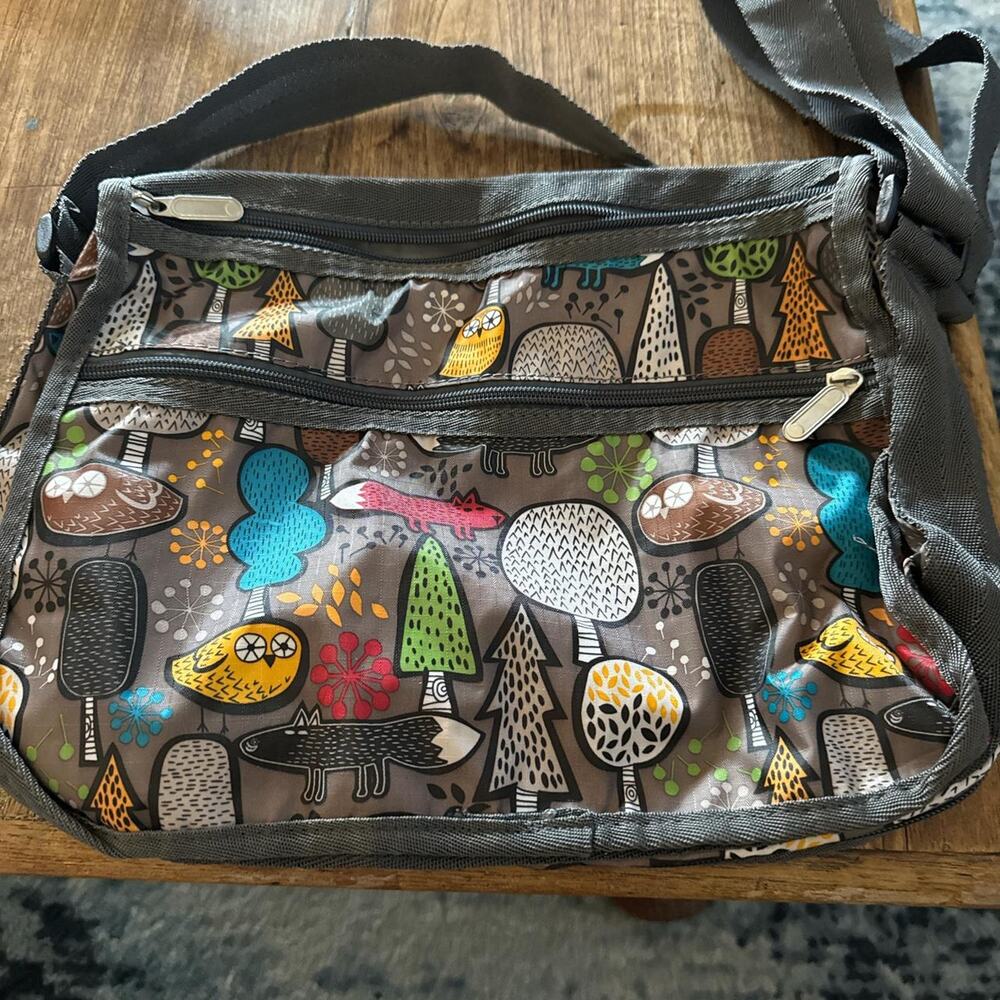 Grey and multi coloured woodlands crossbody bag LeSport